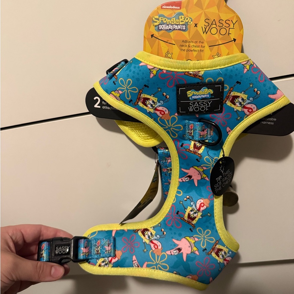 Vibrant SpongeBob Yellow and Blue Dog Harness